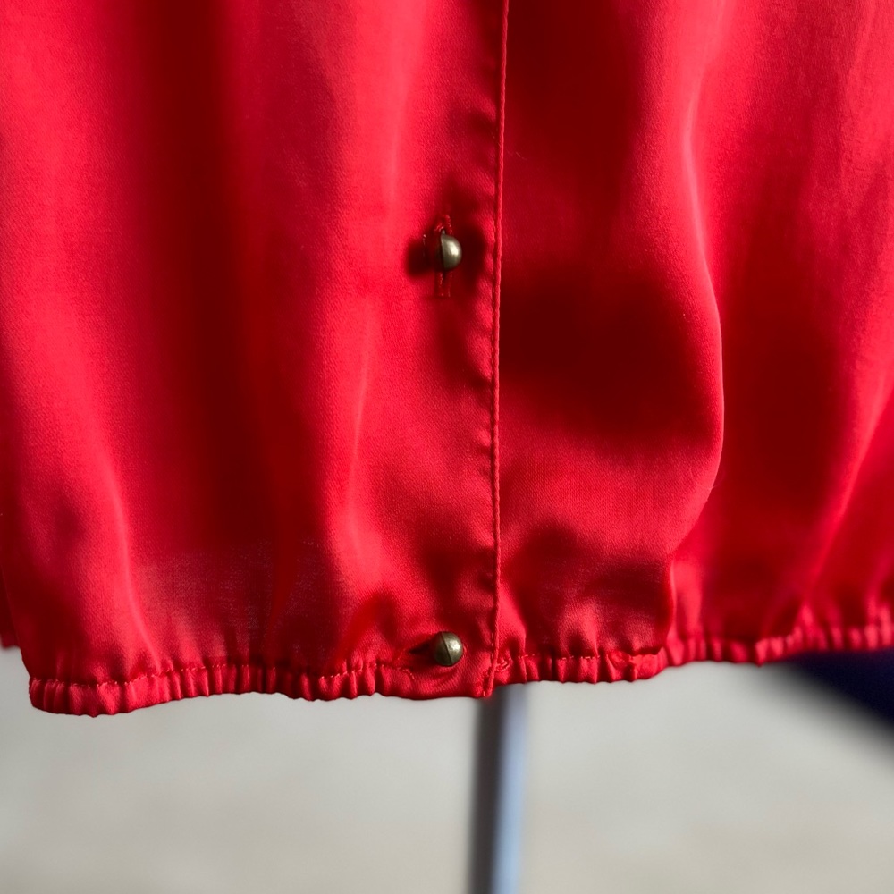 Chico’s Top Blouse Red Button Down Elastic Hem Size 3 - Picture 8 of 12